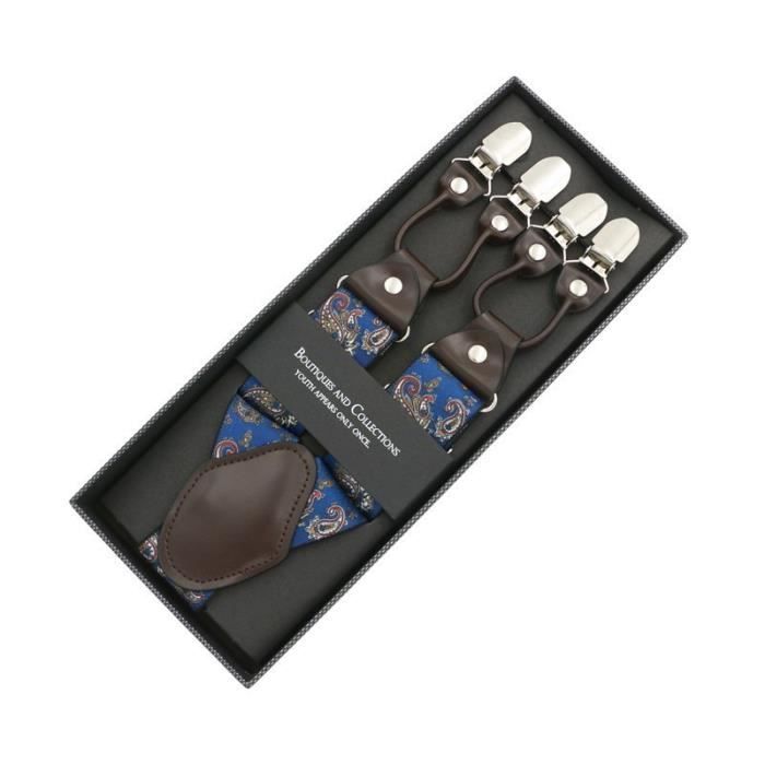 Tourbn TOURBON Bretelles robustes en cuir véritable pour homme Bretelles réglables en forme de Y 3 cm de large, marron, taille unique