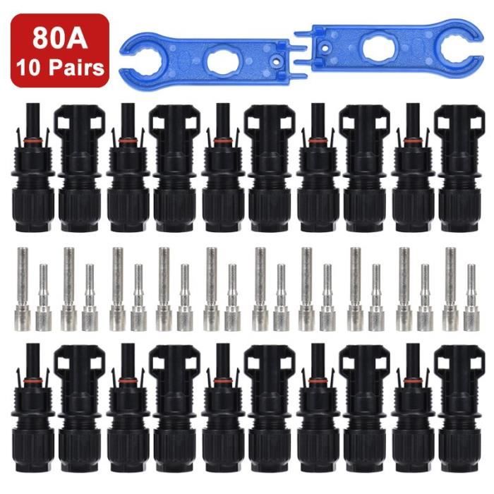 Connecteurs Solaires étanches IP67 - Lot 10 Paires Mâle/femelle - Silicone, Pour Panneaux Photovoltaïques
