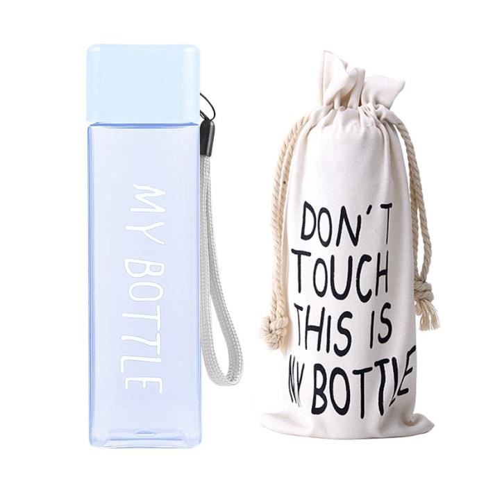 Gourde - Bouteille isotherme,Ma bouteille carrée en plastique Transparent  ou givré de 500ml, pour - Type blue and bag-Frosted bottle - Cdiscount Sport