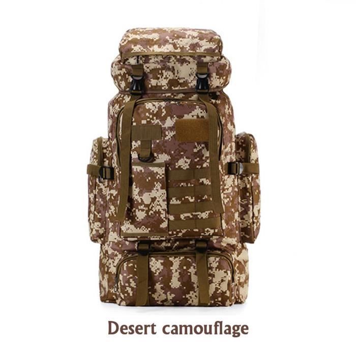 Grand Sac à Dos Militaire 80L - Tactique Randonnée - Camouflage - Oxford 900D - Neuf
