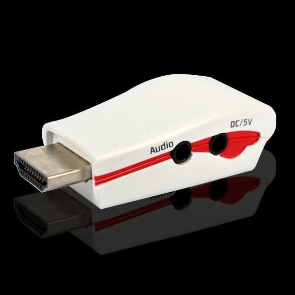 Convertisseur HDMI femelle vers VGA mâle 1080P, adaptateur HDMI vers VGA avec sortie audio, câble pour PC, tablette, ordinateur portable, téléviseur