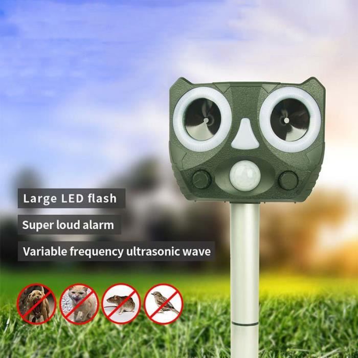 Répulsif Chat Extérieur Ultrason 5 Modes Réglables - Répulsif Solaire Anti Animaux Avec LED Et Alarme