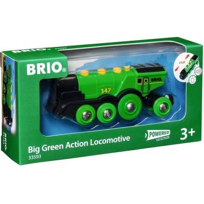 Locomotive Verte Puissante à Piles - BRIO - Circuit de train en bois - Accessoire son & lumière - Dè