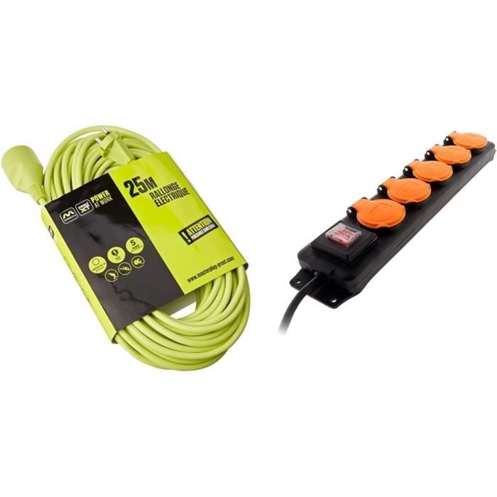 Masterplug Rallonge Électrique 25M, Câble Ip44 Pour Jardín ...