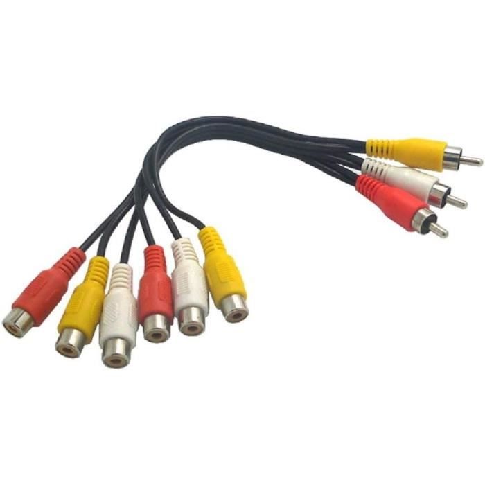 Câble Audio/vidéo 3 RCA Plaqué Or – 3 Mâles/mâles, Angle Droit 90°, Longueurs De 0.9m à 7.6m - 5