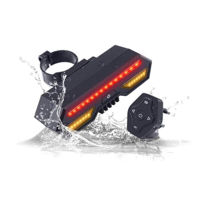 Feu Arrière Vélo X5 Avec Clignotant Et Télécommande – Étanche, Capteur De Lumière, Rechargeable USB, Autonomie 7h, 85 Lumens