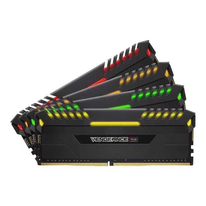 Vente Memoire PC Corsair Vengeance RGB DDR4 64 Go: 4 x 16 Go DIMM 288 broches 3000 MHz - PC4-24000 CL16 1.35 V mémoire sans tampon non ECC noir pas cher Vente Memoire PC Corsair Vengeance RGB DDR4 64 Go: 4 x 16 Go DIMM 288 broches 3000 MHz - PC4-24000 CL16 1.35 V mémoire sans tampon non ECC noir pas cher