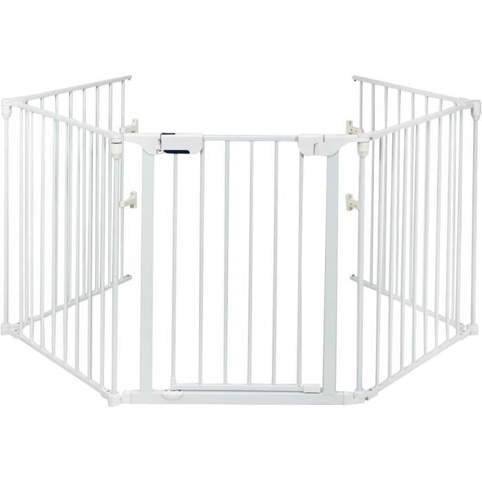 COSTWAY Barrière de Sécurité pour Enfant/Animaux 290 x 74 CM 5 Panneaux Protection Cheminée Utilisation Murale ou Autoportante