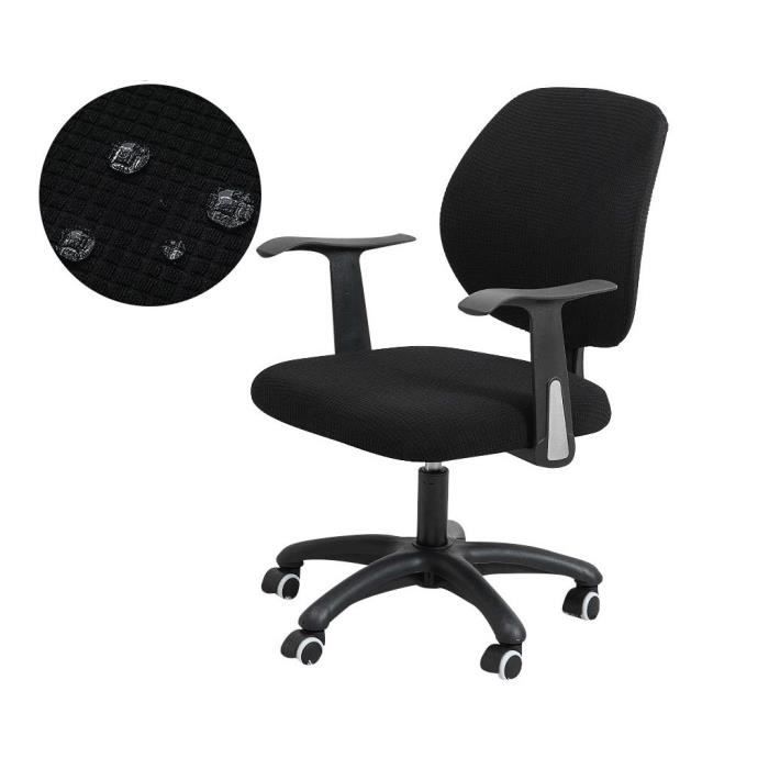 Housse de chaise de bureau étanche noir Stretch Jacquard élastique couverture 2 pièces ensemble
