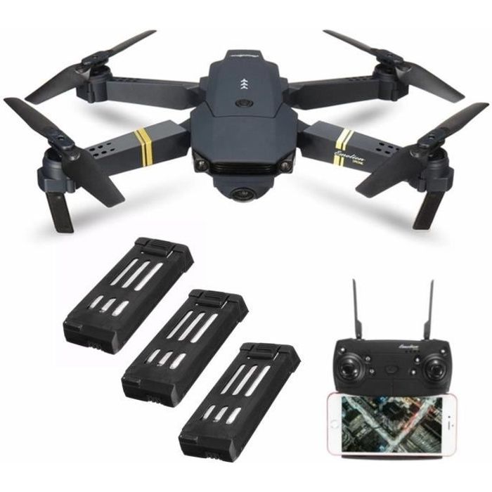 drone eachine e58 wifi fpv avec 3 batteries et caméra 2mp 720p