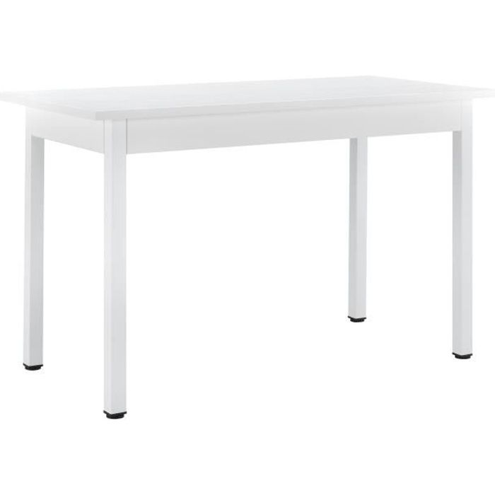 en.casa Table modèrne en blanc pour 4 chaises blanc 120x60cm Table de salle de séjour table de cuisine