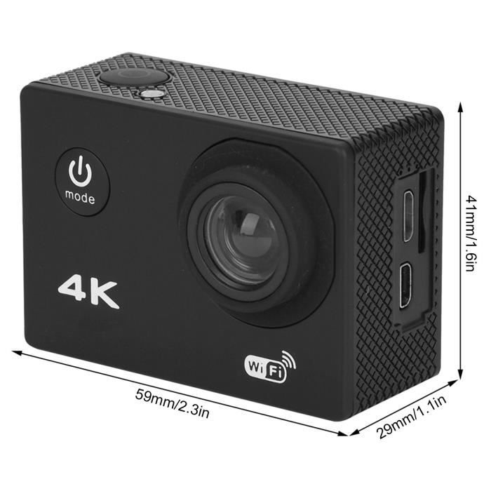 Caméra d'action 5K 4K 60 FPS avec écran tactile 0 pouces, Wi-Fi, grand angle 170