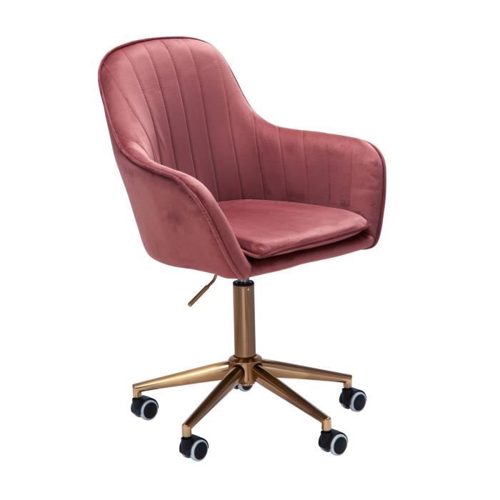 Chaise de bureau pivotante en velours rose - FINEBUY - Chaise coquille avec accoudoirs et dossier Chaise de bureau pivotante en velours rose - FINEBUY - Chaise coquille avec accoudoirs et dossier