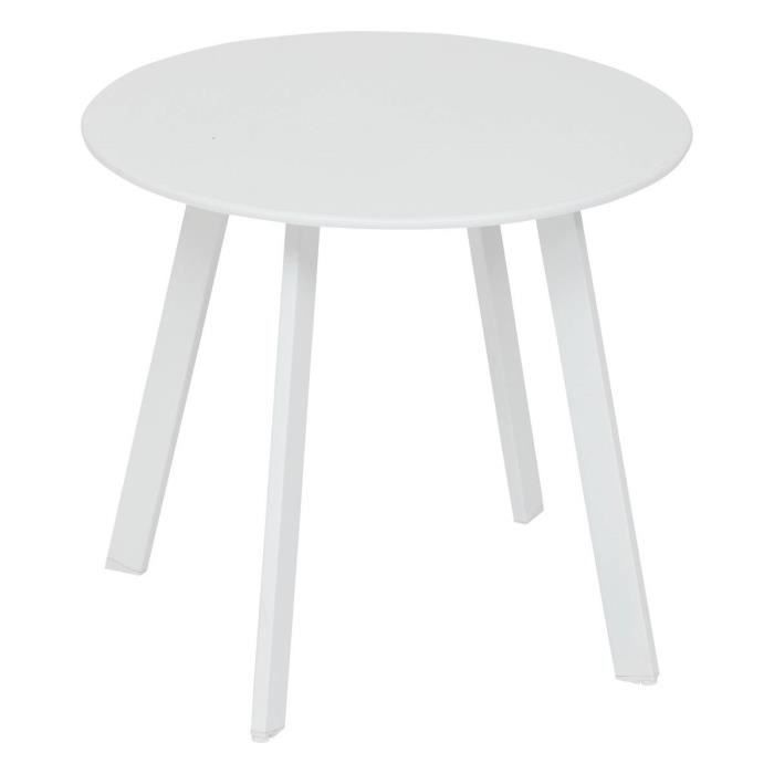 table d'appoint de jardin ronde "saona" blanc en acier d50 cm - blanc - hespéride