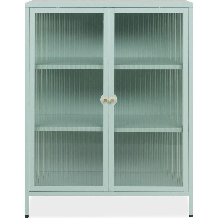 Buffet haut 2 portes vitrées vert menthe - Mick Buffet haut 2 portes vitrées vert menthe - Mick