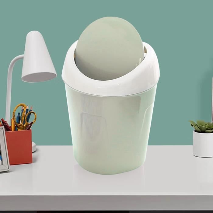 Mini Poubelle De Table Avec Couvercle 3 Litres - Plastique Réutilisable, Pour Bureau, Cuisine, Salle De Bain (Blanc)