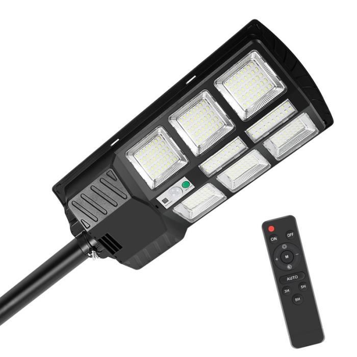 Izrielar Lampadaire solaire LED avec détecteur de mouvement lampadaire blanc projecteur 300W