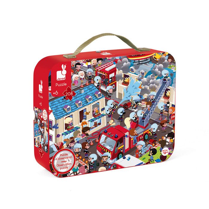 Puzzle observation Pompiers 208 pcs - JANOD - Jeu 2 en 1 - Développe la concentration