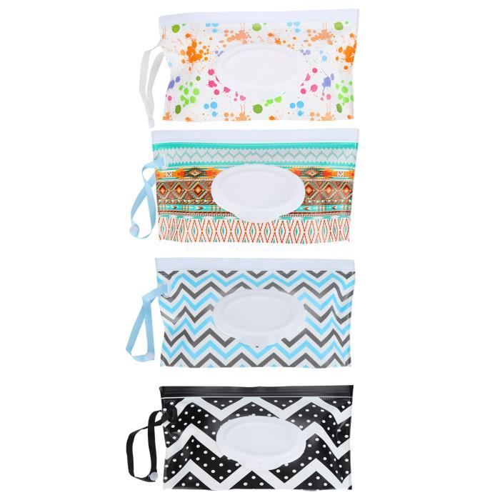 2 Pochettes Lingettes Bébé Réutilisables - Distributeur Portable - Fermeture Éclair - Sac à Lingettes