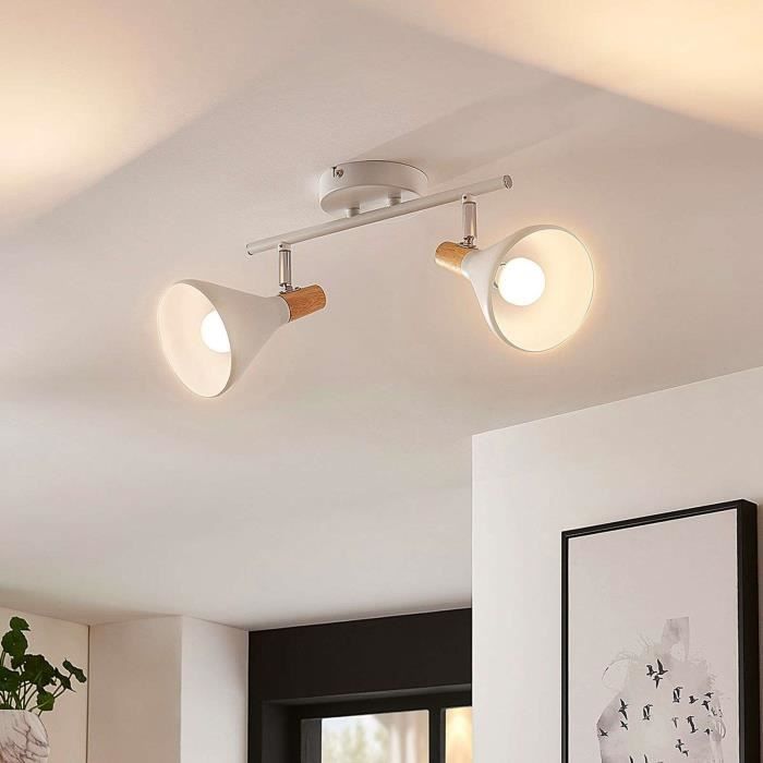 Lampenwelt Plafonnier Led Pour Chambre A Coucher Arina En Metal Blanc 9621805 Cdiscount Maison