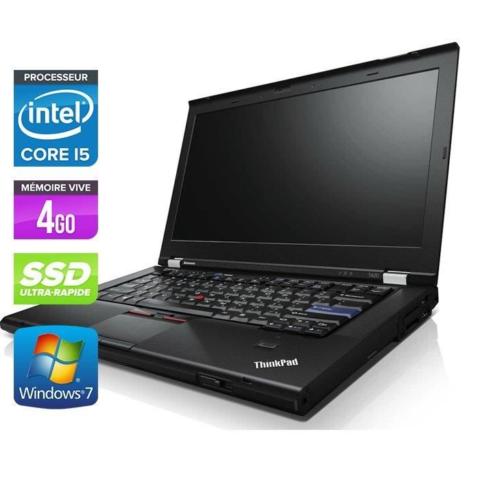 Top achat PC Portable Lenovo ThinkPad T420 -Core i5 -4Go -SSD -Webcam pas cher