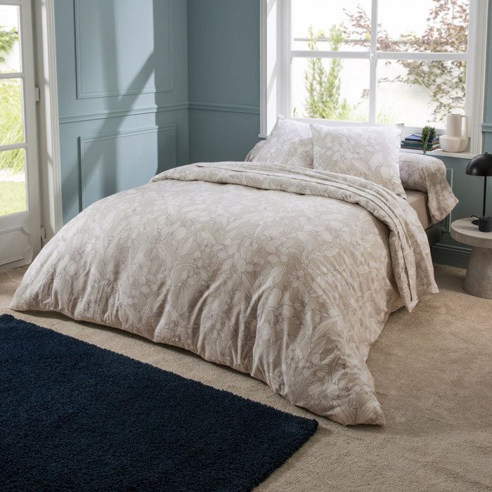 Parure de lit 200x200 cm 100% flanelle de coton ORCHIDÉE 3 pièces