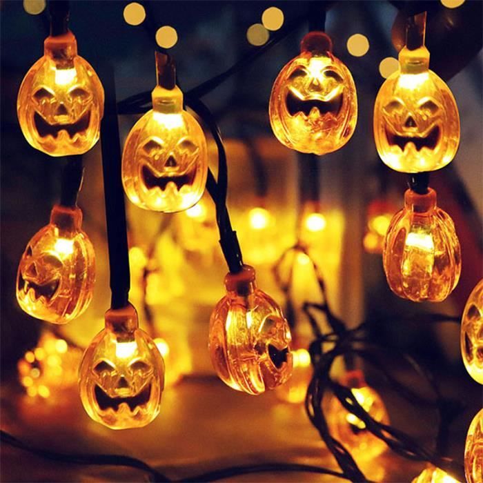 Sioneit Nouvelles lumières décoratives de Halloween LED lumières de Forme de Citrouille Guirlandes Lumineuses 