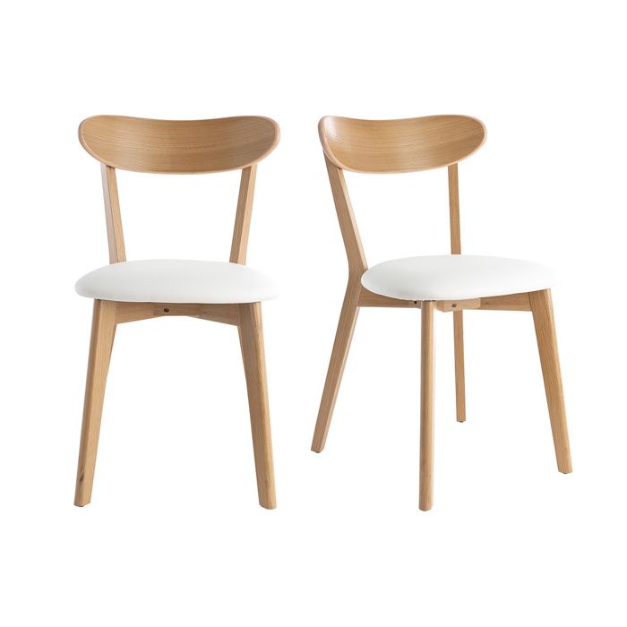 Miliboo - Chaises vintage en bois clair chêne et blanc (lot de 2) DOVE Miliboo - Chaises vintage en bois clair chêne et blanc (lot de 2) DOVE