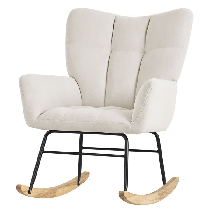 ML-Design Fauteuil à Bascule Beige avec Housse en Tissu Éponge Structure en Acier Pieds en Bois Naturel Chaise de Relax Oscillant ML-Design Fauteuil à Bascule Beige avec Housse en Tissu Éponge Structure en Acier Pieds en Bois Naturel Chaise de Relax Oscillant