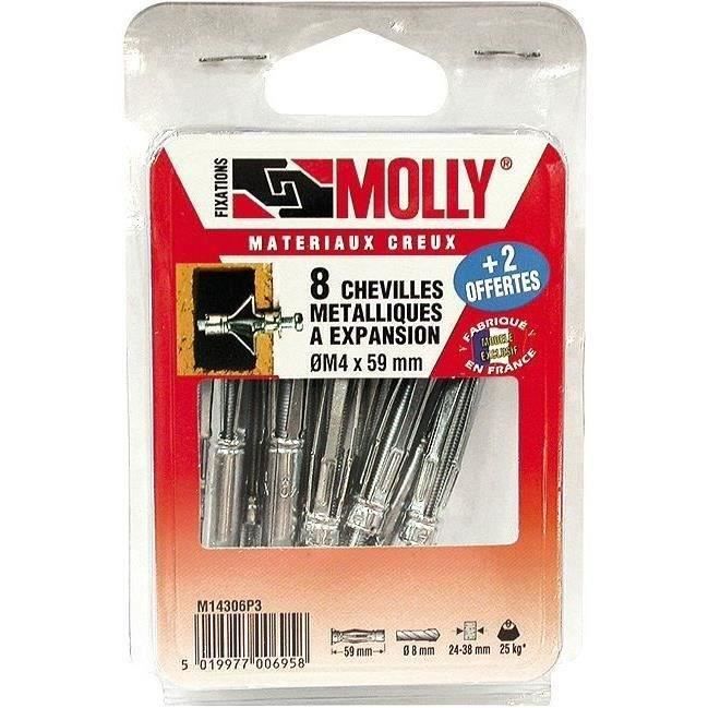 MOLLY Lot de 10 Chevilles - 6x34 mm + vis