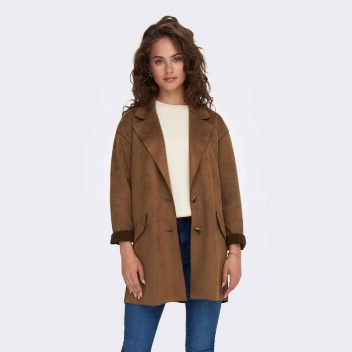 Veste oversize en simili suède marron Femme ONLY