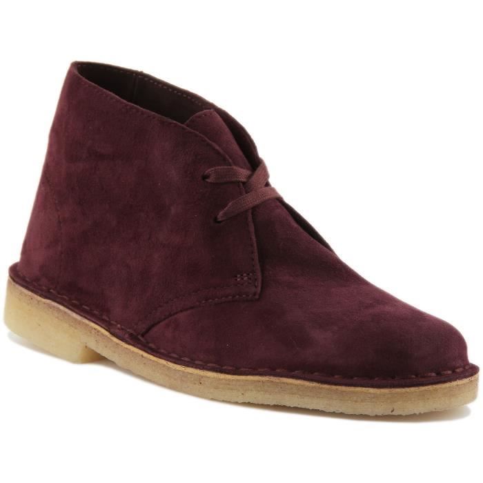 Bottines Desert en cuir suédé à 2 œillets pour femmes - Clarks Originals - Violet - Lacets - Daim-Nubuck - Plat