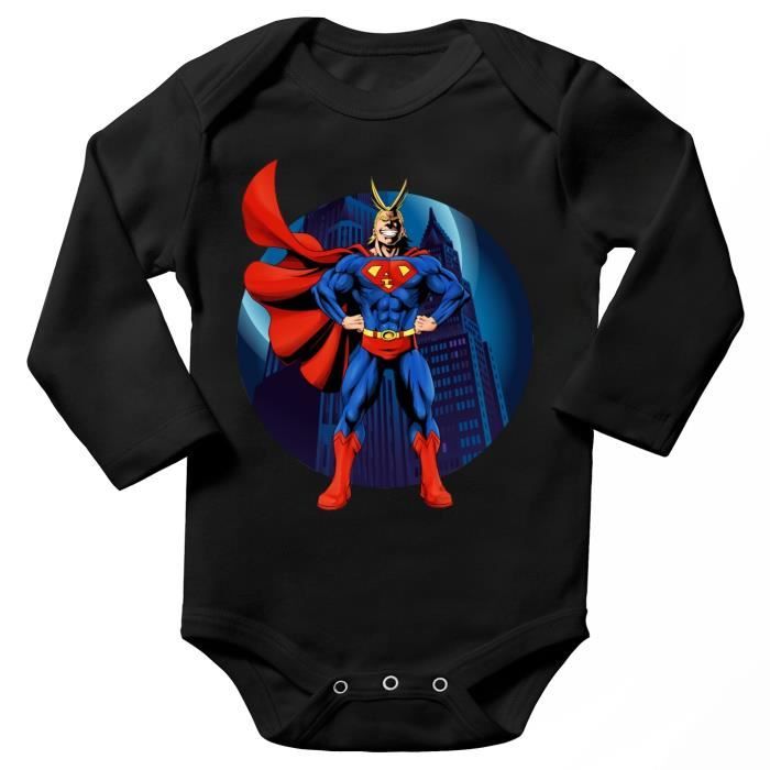 Body Bebe Manches Longues Noir Parodie My Hero Academia Superman All Might X Superman Super Allmight Man Body Bebe De Noir Cdiscount Pret A Porter