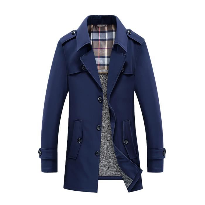Cicilin Homme Trench à Manches Longues Parka Veste Classique Manteaux Décontracté Trench Coat Court Blouson Jacket Automne Hiver (Beige M