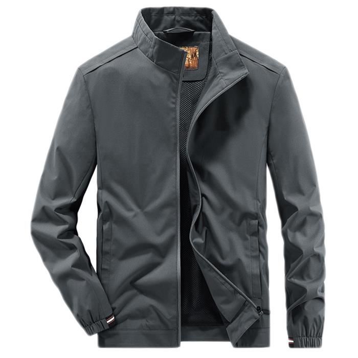 Veste L?�g?�re Homme Col Montant Ext?�rieur Slim Fit Veste D?�contract?�e Gris Gris - Cdiscount Pr??t 