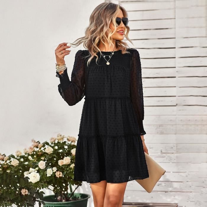 Robe Noire Femme Col Ras Du Cou - Taille 14 - Miss Selfridge Neuve Avec Étiquettes