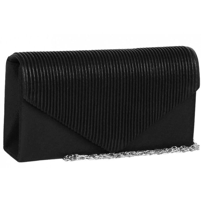 Pochette cérémonie-Nyls Création-Pochette Femme Noire en Satin Mariage Sac Soiree Cérémonie Charmya - Noir
