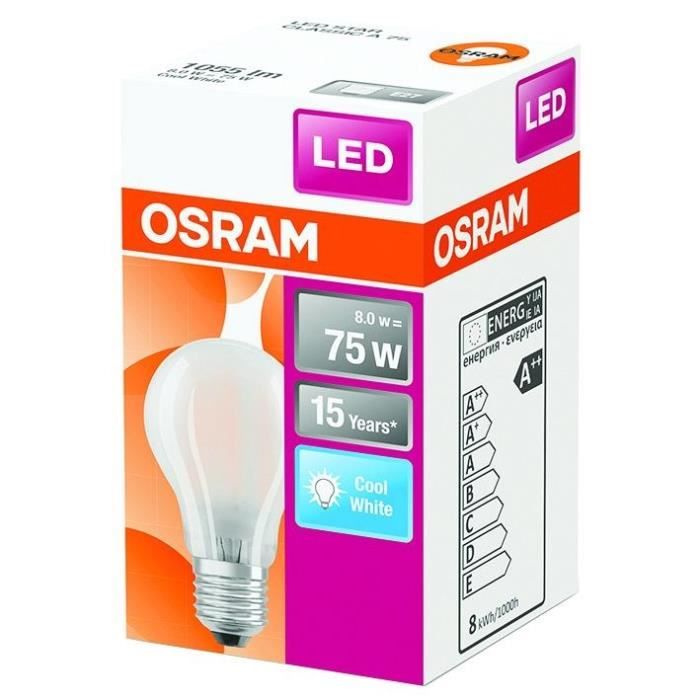 OSRAM - Ampoule LED standard verre dépoli 8W75 E27 blanc froid boite de 1