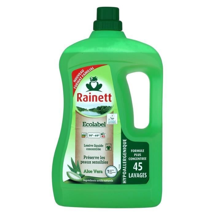 Rainett Ecolabel Lessive Liquide Concentrée pour Peaux Sensibles à l'Aloe  Vera Format Familial 3L (l - Cdiscount Electroménager