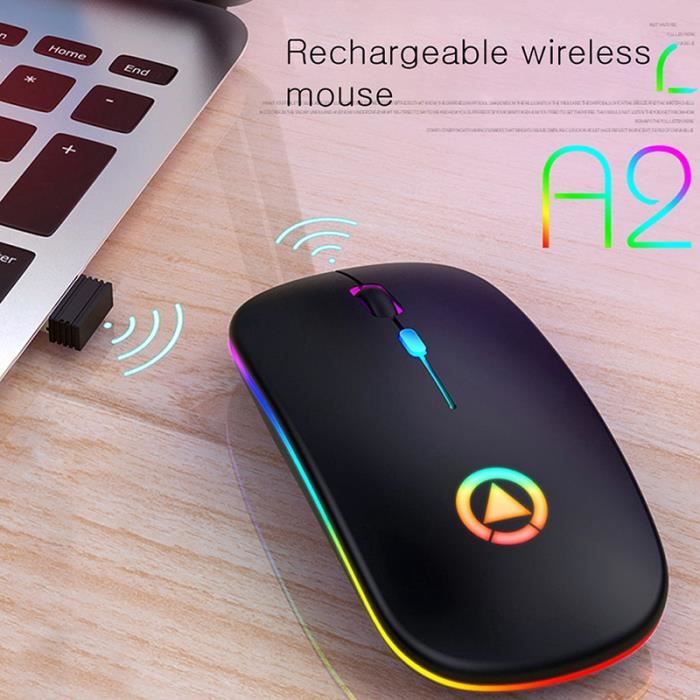 Souris sans fil – Mignon – Ergonomique – Rechargeable – Silencieuse – LED rétro-éclairé