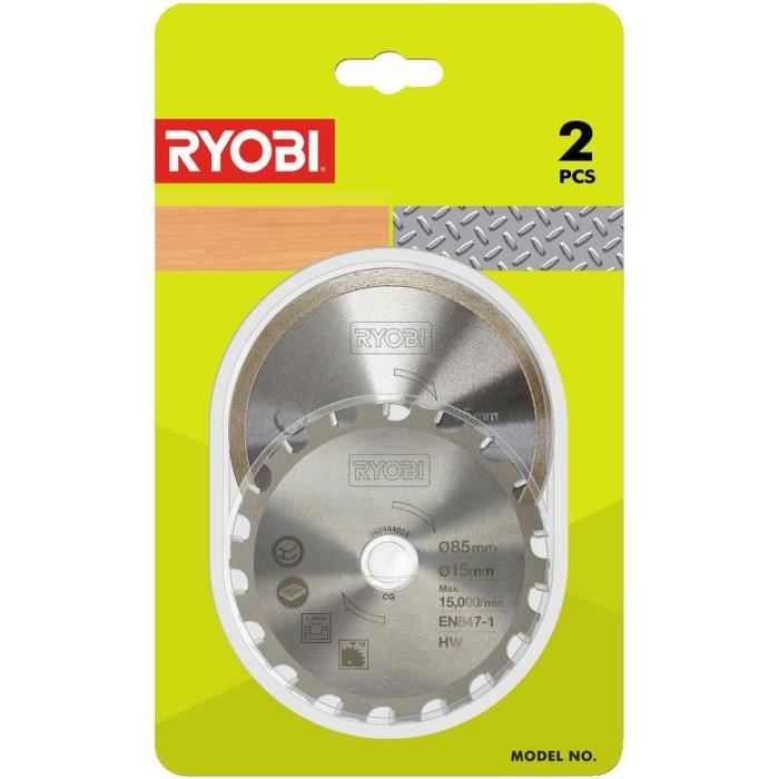 RYOBI Kit 2 lames (1 lame pour bois / métal et 1 lame carrelage) pour scie multi-matériaux R18MMS RA