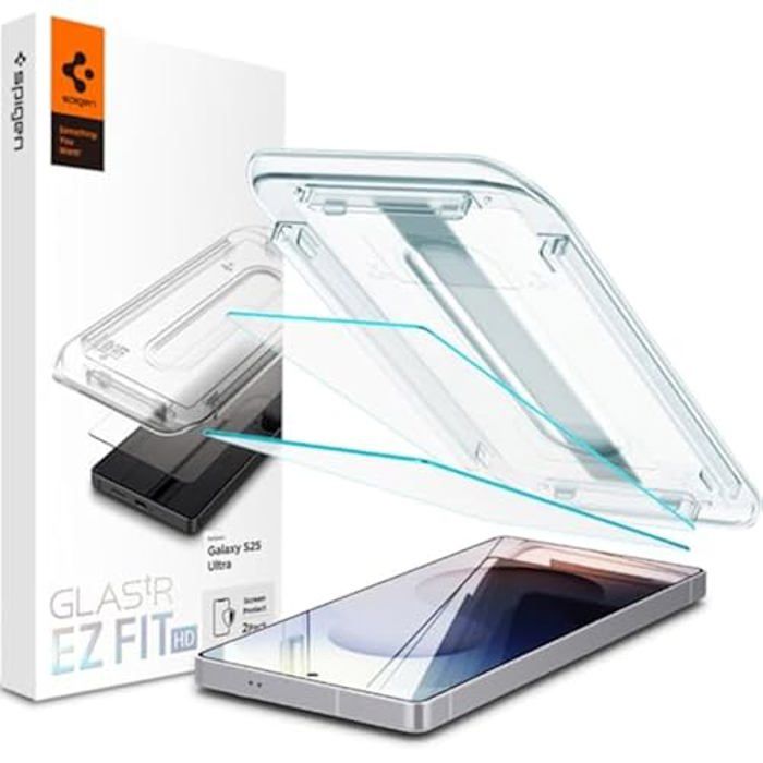 Protecteur décran - SPIGEN - Galaxy S25 Ultra - Lot de 2 - Verre trempé - Résistant aux rayures