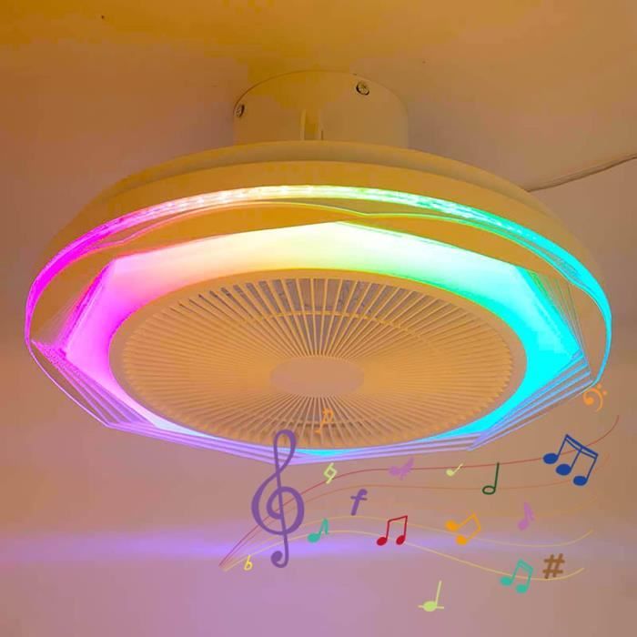 Ventilateur De Plafond Avec Lumière LED RVB Et Télécommande - 3 Vitesses, Tête Oscillante, Sécurité Cage