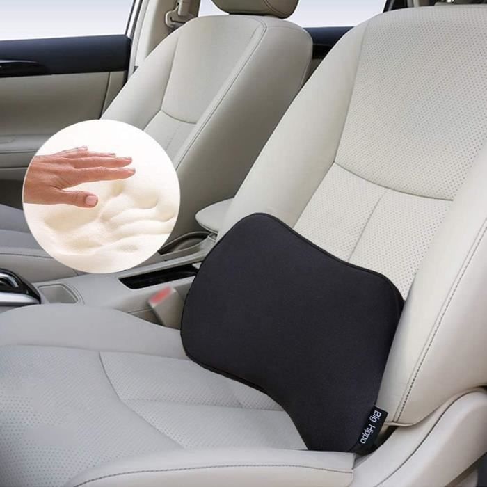 Coussin Lombaire Big Hippo - Mousse Mémoire Pour Voiture, Bureau, Canapé - Améliore La Posture Et Soulage Le Mal De Dos - Noir