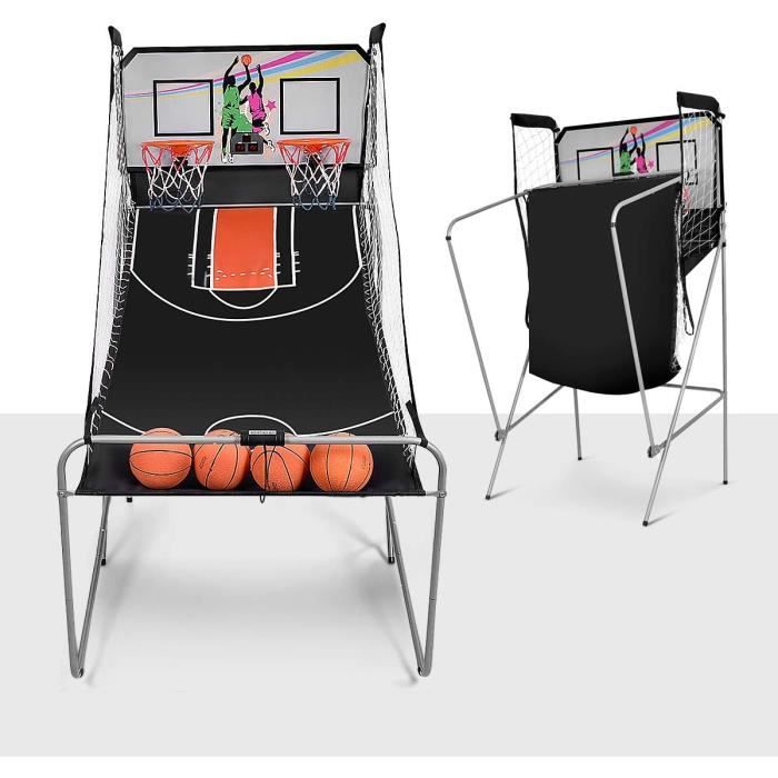 GYMAX Panier de Basketball Electrique 202*107*205CM, Jeu de Basketball  Arcade, avec 4 Basketball, 2 Panier et Compteur Electronique - Cdiscount  Sport
