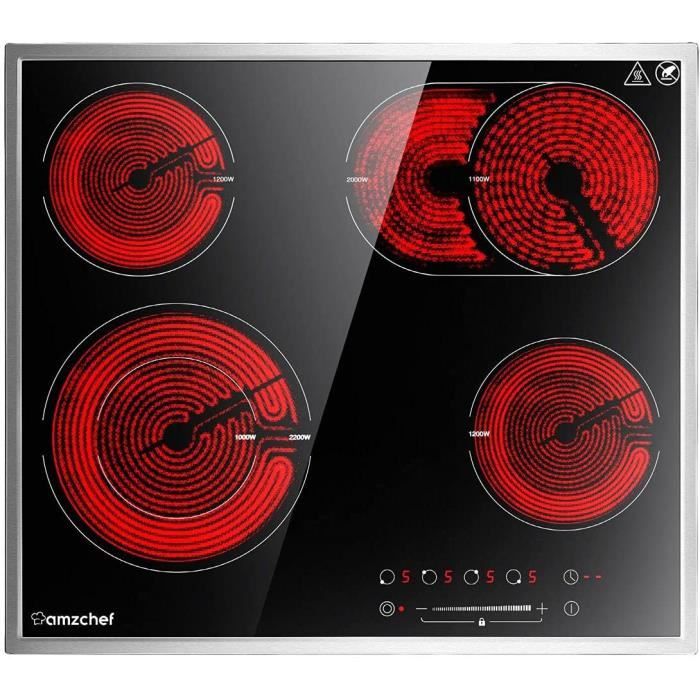 Plaque de cuisson vitroceramique 6600W, AMZCHEF plaque vitroceramique 4