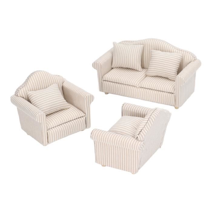 LATRAT Canapé Miniature 1:12 Pour Maison De Poupée – Mobilier Tissu Motif Floral, Accessoire Déco Salon