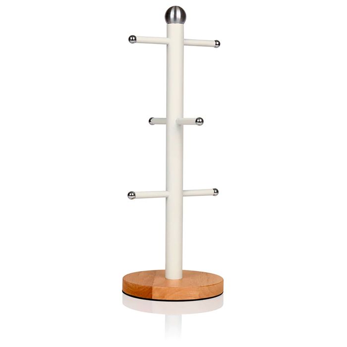 Porte-Gobelet Bambou FOSFUKEER - Support 6 Tasses Avec Crochets - Rangement Cuisine Noir