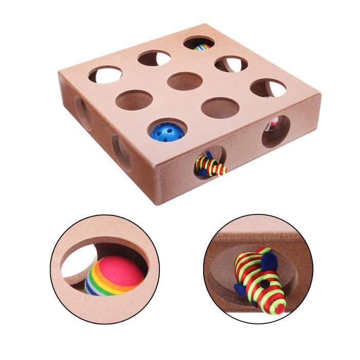 Tempsa Chat Jouet Puzzle Boite Jeu Rat Tresor 17 Trous En Bois Cdiscount