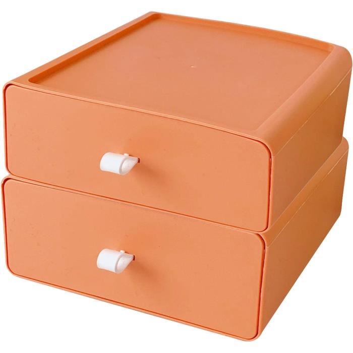 MDesign Lot De 2 Inserts Tiroir Étroits En Bois - Organisateur Empilable Bureau & Bricolage - Naturel